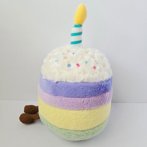 Happy Birthday Cake Plush Stuffed Animal Colorful Sprinkles Cupcake with Candle - Picture 3 of 7